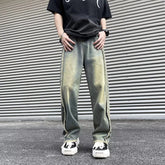 Threebooy New Fashion Old Y2K Streetwear Stacked Baggy Ripped Jeans Pants Men Clothing Straight Denim Trousers